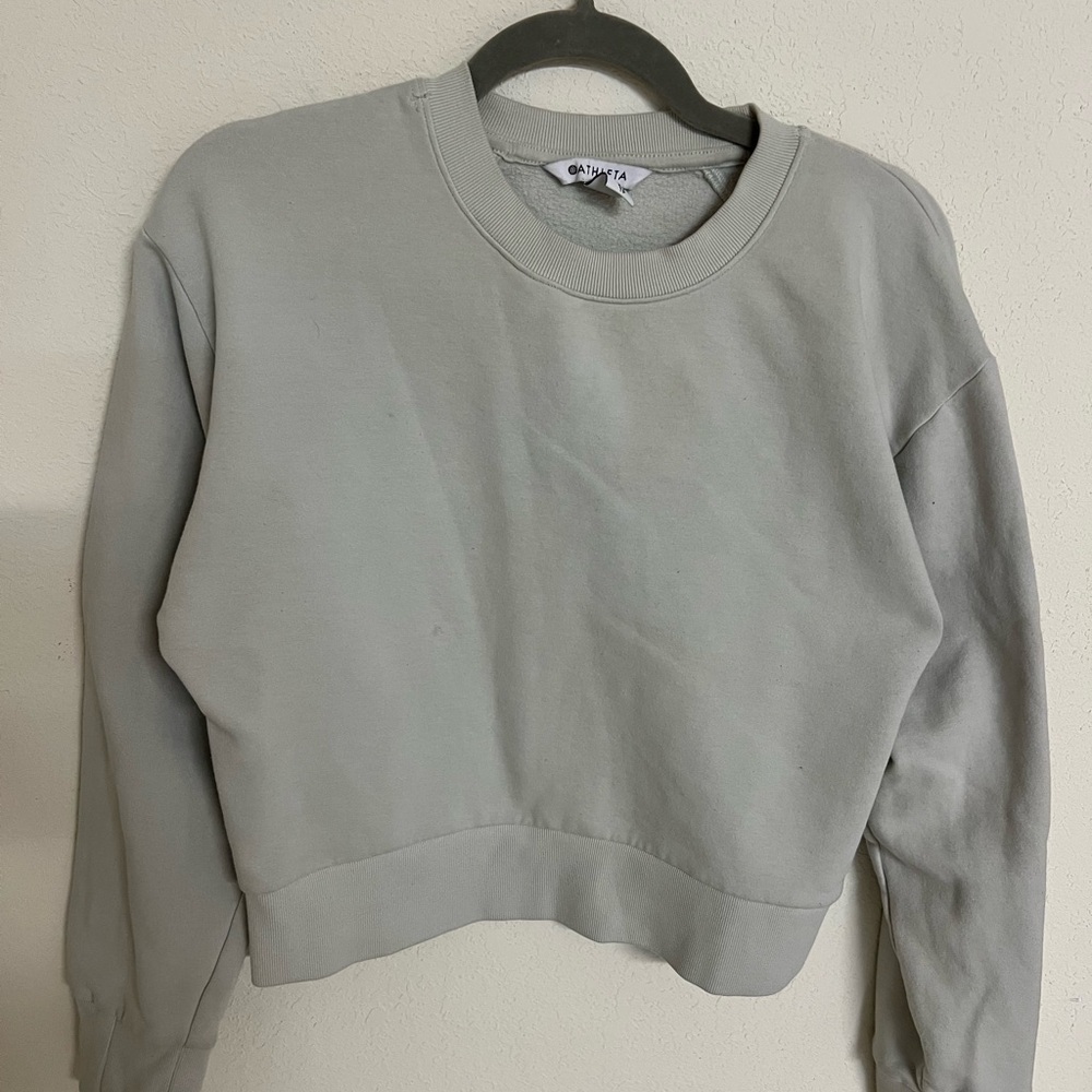 Athleta Light Gray Cropped Sweatshirt